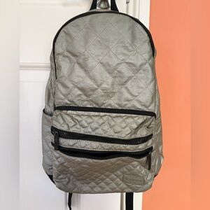 Quilted Silver Men's Backpack – Lightweight Everyday Bag